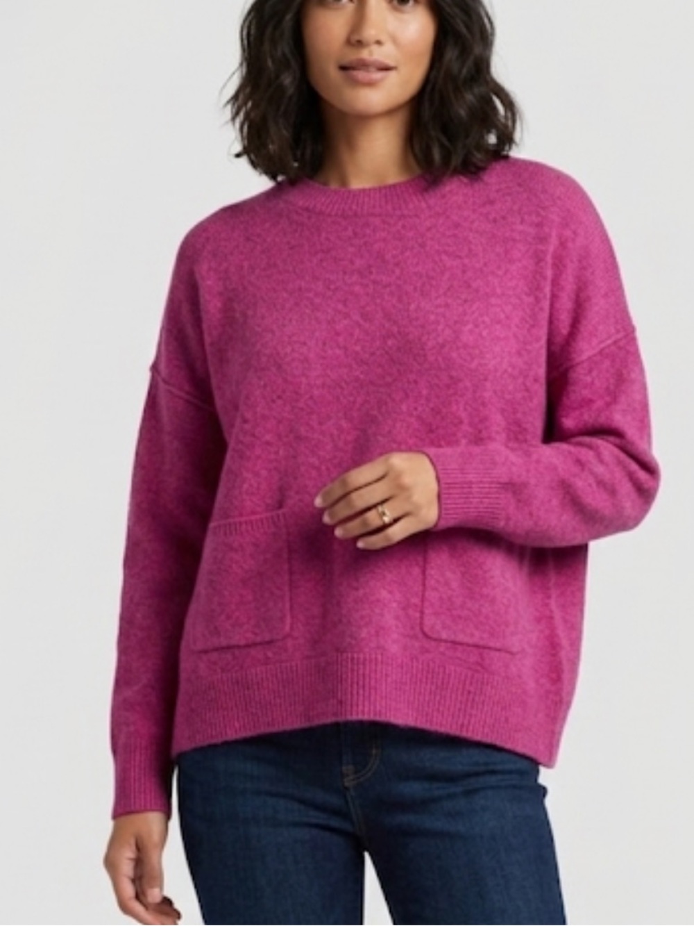 Vince Camuto Fuchsia Pink Cozy Oversized Front Pocket Sweater